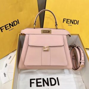 Replica Fendi Peekaboo With Patch Pocket Pink 1 Replica Fendi Peekaboo With Patch Pocket Pink - near-authentic luxury replica handbag