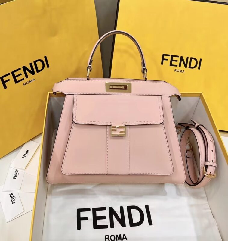 Replica Fendi Peekaboo With Patch Pocket Pink 1 Replica Fendi Peekaboo With Patch Pocket Pink - near-authentic luxury replica handbag