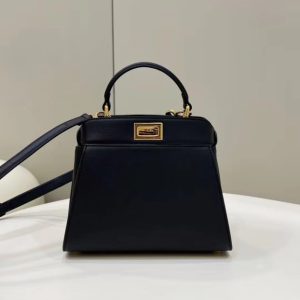 Replica Fendi Peekaboo With Patch Pocket Black 2 Replica Fendi Peekaboo With Patch Pocket Black - ultra-realistic fake designer tote