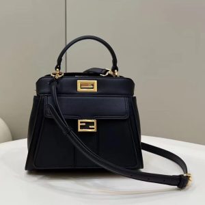 Replica Fendi Peekaboo With Patch Pocket Black 3 Replica Fendi Peekaboo With Patch Pocket Black - high-end fake designer purse