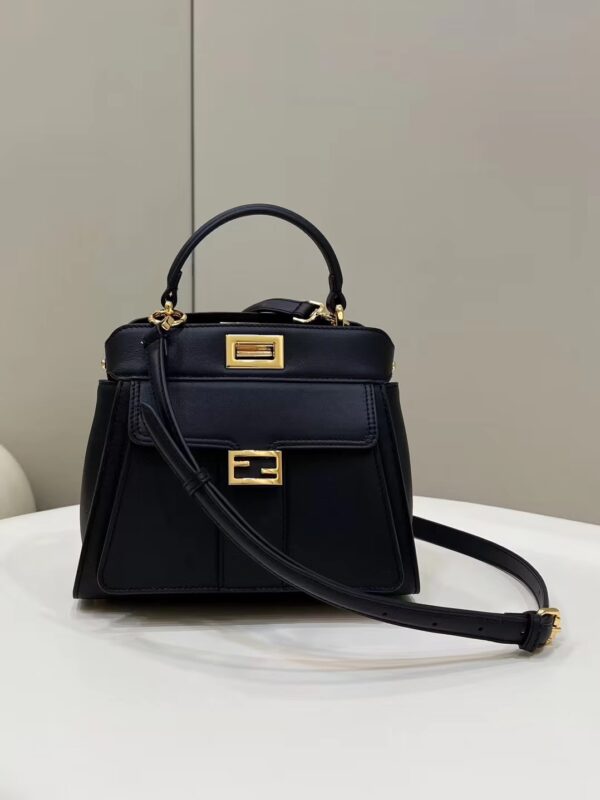 Replica Fendi Peekaboo With Patch Pocket Black 3 Replica Fendi Peekaboo With Patch Pocket Black - high-end fake designer purse