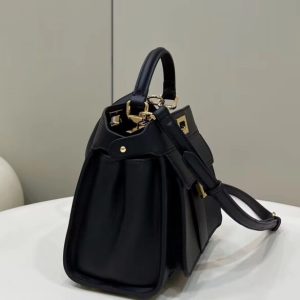 Replica Fendi Peekaboo With Patch Pocket Black 4 Replica Fendi Peekaboo With Patch Pocket Black - best quality luxury bag dupe