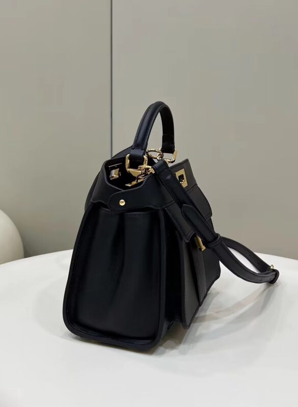 Replica Fendi Peekaboo With Patch Pocket Black 4 Replica Fendi Peekaboo With Patch Pocket Black - best quality luxury bag dupe