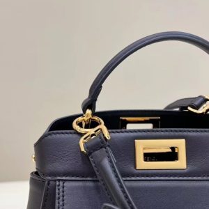 Replica Fendi Peekaboo With Patch Pocket Black 5 Replica Fendi Peekaboo With Patch Pocket Black - realistic designer-inspired fake bag
