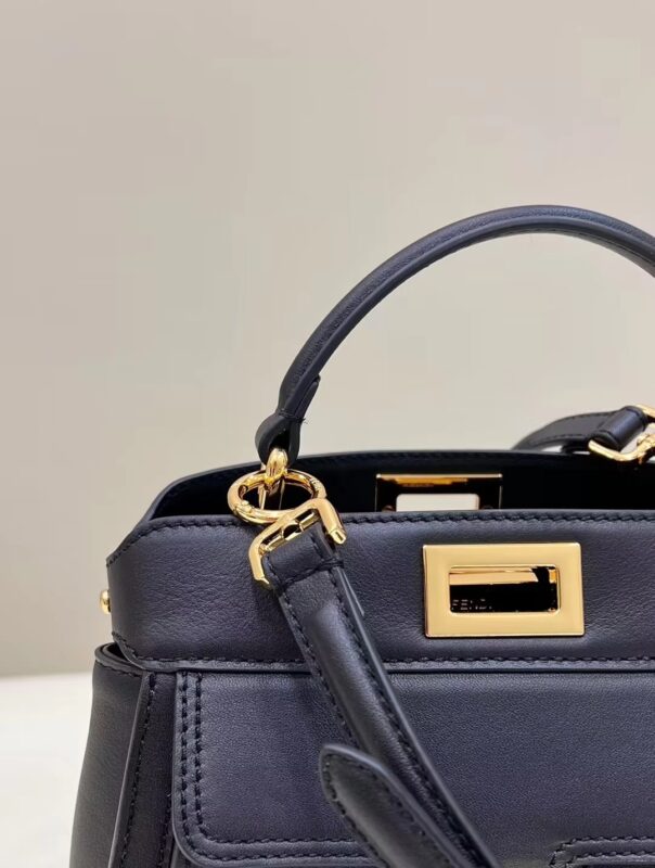 Replica Fendi Peekaboo With Patch Pocket Black 5 Replica Fendi Peekaboo With Patch Pocket Black - realistic designer-inspired fake bag