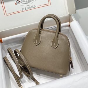 Replica Hermes Mini Bolide - Elephant Gray 1 Replica Hermes Mini Bolide - Elephant Gray - premium 1:1 fake handbag model