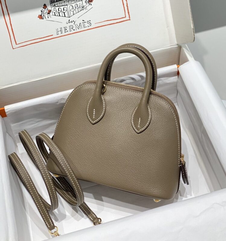 Replica Hermes Mini Bolide - Elephant Gray 1 Replica Hermes Mini Bolide - Elephant Gray - premium 1:1 fake handbag model