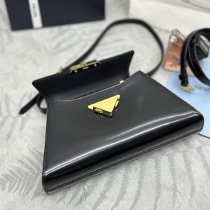 Replica Prada Triangle Leather Handbag Black 5 Replica Prada Triangle Leather Handbag Black - authentic-look luxury purse replica