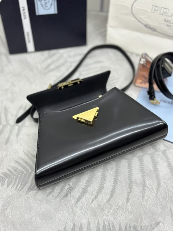 Replica Prada Triangle Leather Handbag Black 5 Replica Prada Triangle Leather Handbag Black - authentic-look luxury purse replica