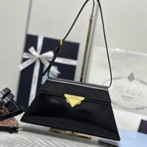 Replica Prada Triangle Leather Handbag Black 1 Replica Prada Triangle Leather Handbag Black - 1:1 designer replica handbag