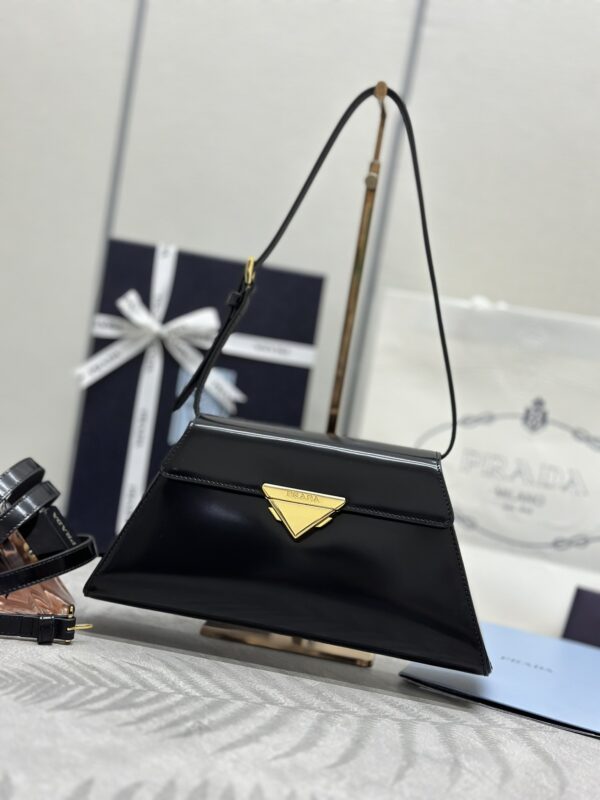 Replica Prada Triangle Leather Handbag Black 1 Replica Prada Triangle Leather Handbag Black - 1:1 designer replica handbag
