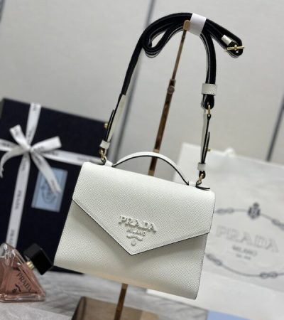 Replica Prada Saffiano White Envelope - premium-grade designer purse dupe