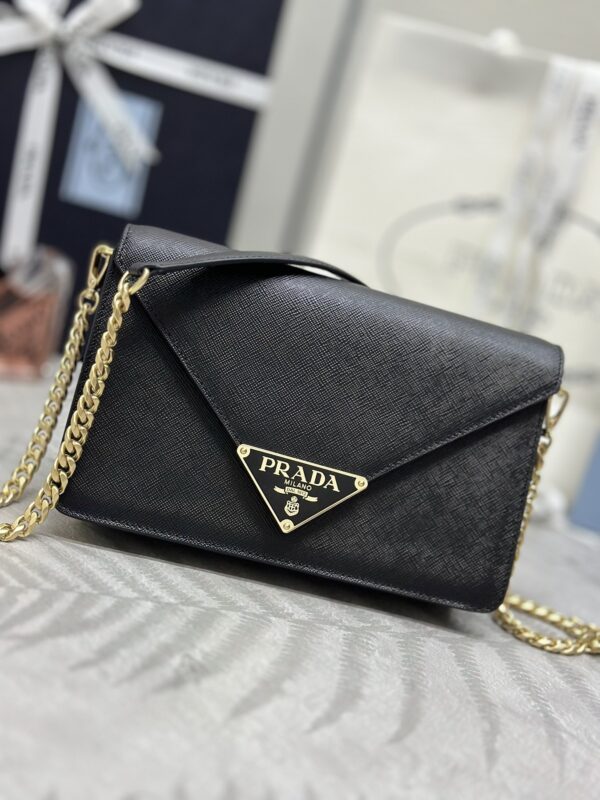 Replica Prada Saffiano Black Small Envelope 1 Replica Prada Saffiano Black Small Envelope - authentic-look luxury purse replica