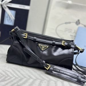 Replica Prada Leather Handbag Black 1 Replica Prada Leather Handbag Black - top-tier luxury replica shoulder bag