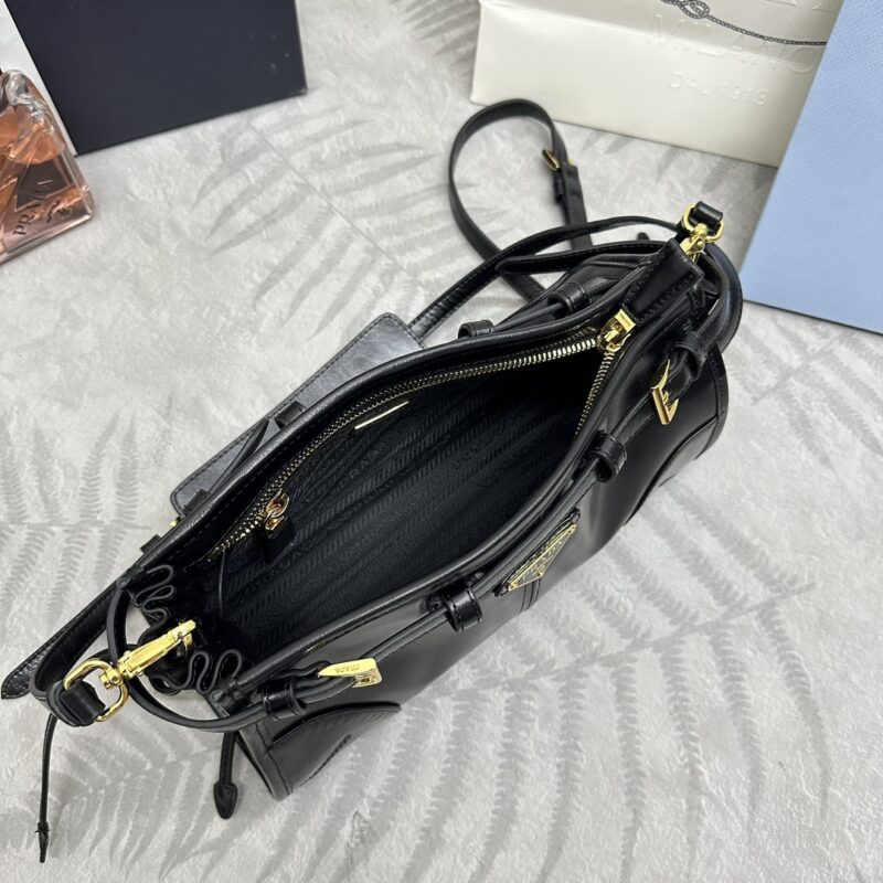 Replica Prada Leather Handbag Black 8 Replica Prada Leather Handbag Black - premium 1:1 fake handbag model