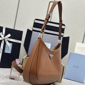 Replica Prada Cleo Brushed Brown Bag - near-authentic luxury replica handbag