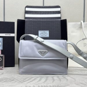 Replica Prada Re-Nylon Shoulder Bag Ice Grey 1 Replica Prada Re-Nylon Shoulder Bag Ice Grey - authentic-look luxury purse replica