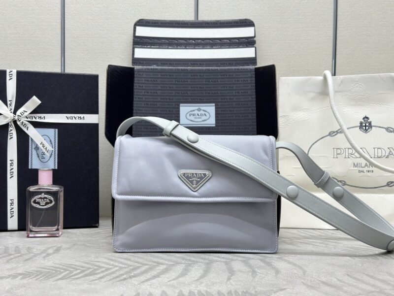 Replica Prada Re-Nylon Shoulder Bag Ice Grey 1 Replica Prada Re-Nylon Shoulder Bag Ice Grey - authentic-look luxury purse replica
