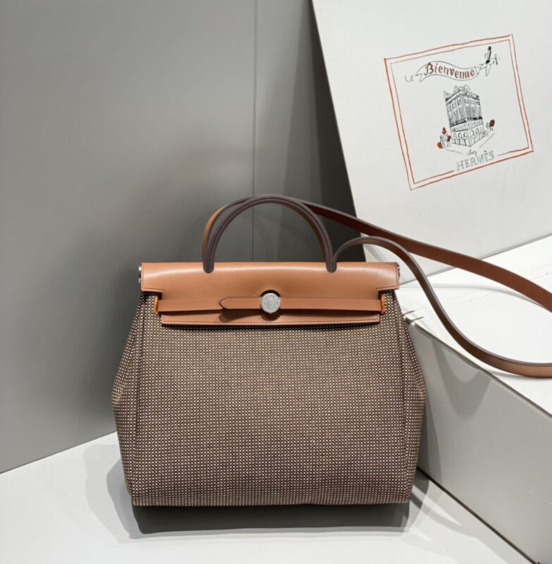 Replica Hermes Herbag 31cm Brown Plaid - high-accuracy replica luxury purse