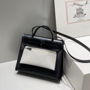 Replica Hermes Herbag 31cm Black 4 Replica Hermes Herbag 31cm Black - near-authentic luxury replica handbag