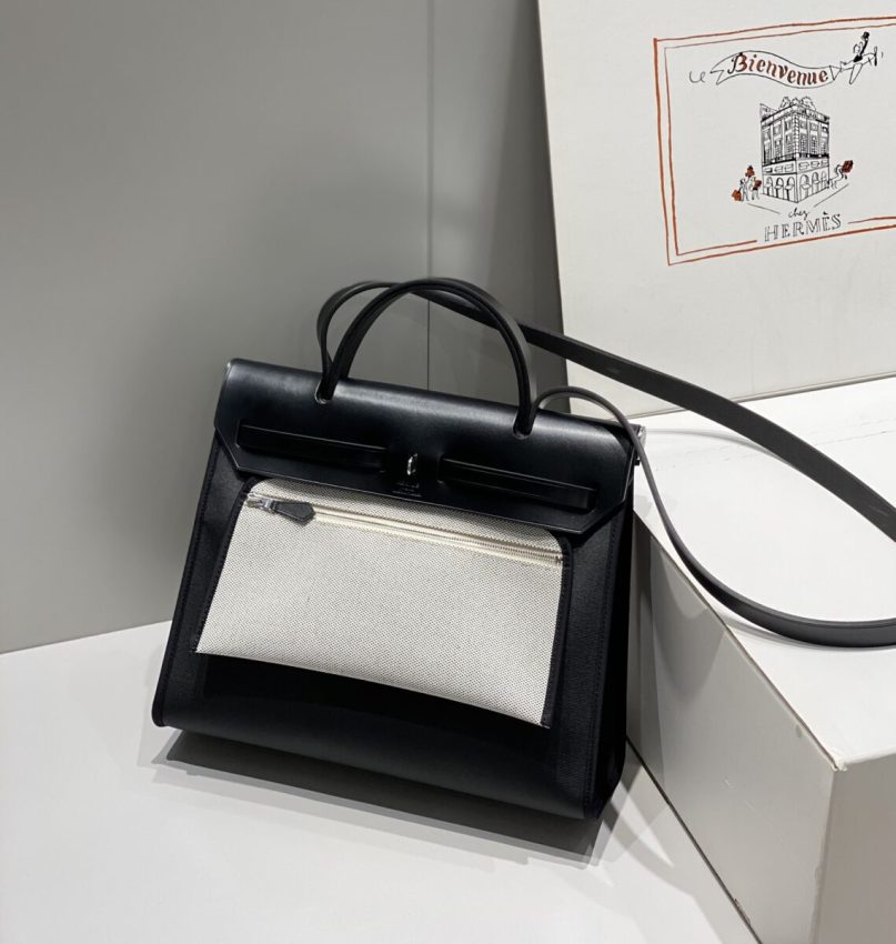 Replica Hermes Herbag 31cm Black 4 Replica Hermes Herbag 31cm Black - near-authentic luxury replica handbag