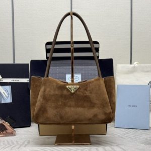 Replica Prada Medium Suede Shoulder Bag - elite superclone designer purse