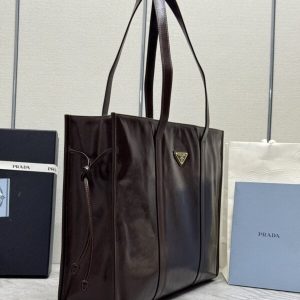 Replica Prada Antique Nappa Tote Dark Brown - best quality luxury bag dupe