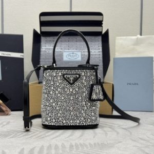 Replica Prada White Crystal Bucket Bag - premium-grade designer purse dupe