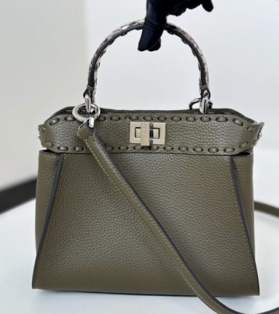 Replica Fendi Peekaboo Khaki Python Handle - best quality luxury bag dupe