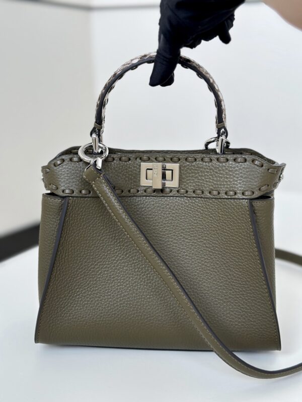 Replica Fendi Peekaboo Khaki Python Handle - best quality luxury bag dupe