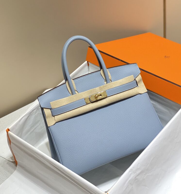 Replica Hermes Birkin Linen Blue - near-authentic luxury replica handbag