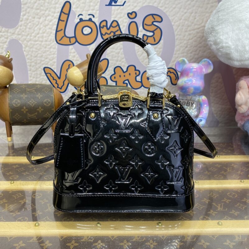 Replica Louis Vuitton Alma BB Black Patent 2 Replica Louis Vuitton Alma BB Black Patent - elite superclone designer purse