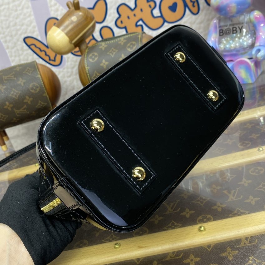 Replica Louis Vuitton Alma BB Black Patent 11 Replica Louis Vuitton Alma BB Black Patent - best quality luxury bag dupe