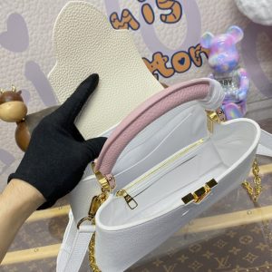 Replica Loius Vuitton Capucines White Pink 4 Replica Loius Vuitton Capucines White Pink - high-accuracy replica luxury purse