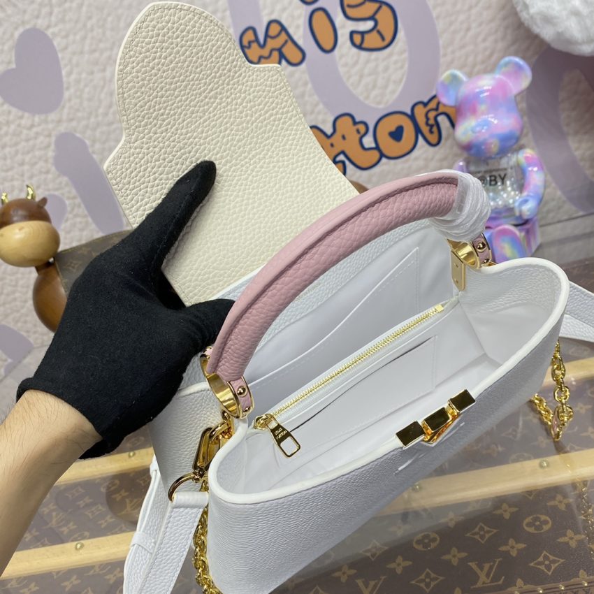 Replica Loius Vuitton Capucines White Pink 4 Replica Loius Vuitton Capucines White Pink - high-accuracy replica luxury purse