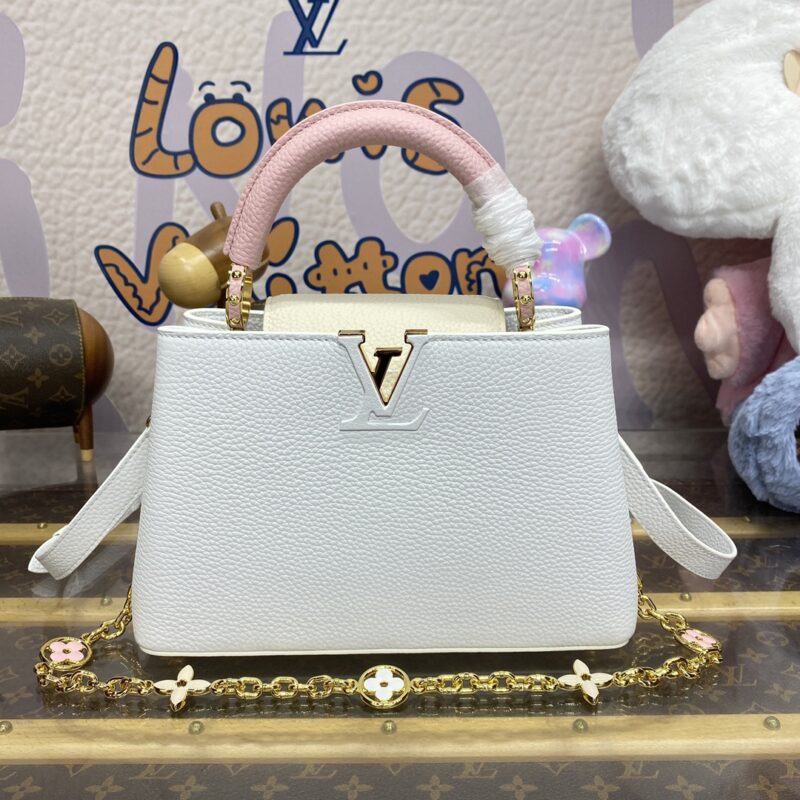 Replica Loius Vuitton Capucines White Pink 1 Replica Loius Vuitton Capucines White Pink - ultra-realistic fake designer tote