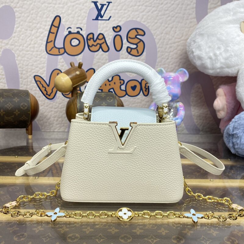 Replica Loius Vuitton Capucines Beige Blue 9 Replica Loius Vuitton Capucines Beige Blue - high-end fake designer purse