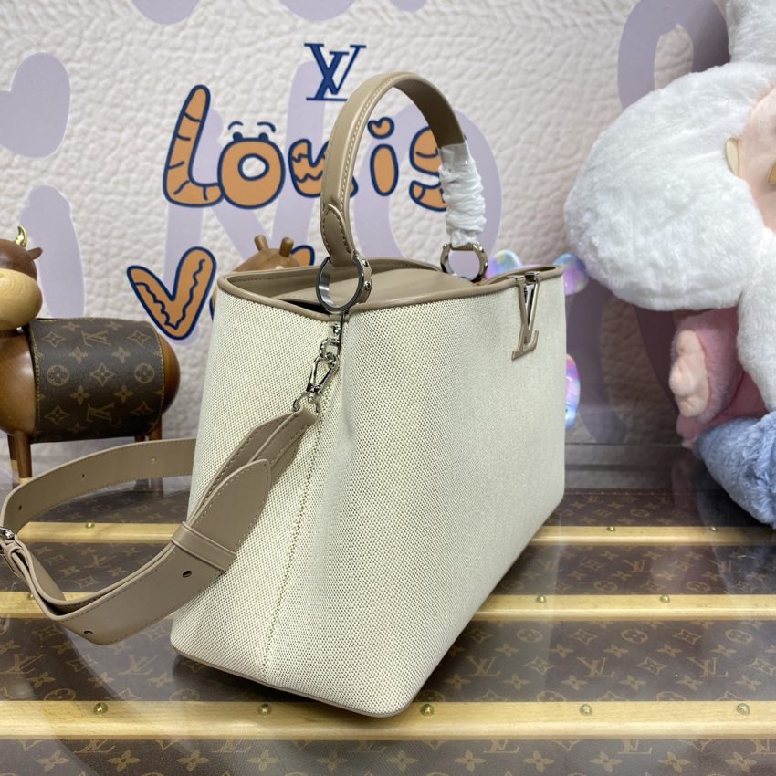 Replica Loius Vuitton Capucines Beige Silk 2 Replica Loius Vuitton Capucines Beige Silk - realistic designer-inspired fake bag