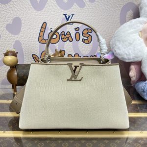 Replica Loius Vuitton Capucines Beige Silk 1 Replica Loius Vuitton Capucines Beige Silk - high-quality designer bag clone