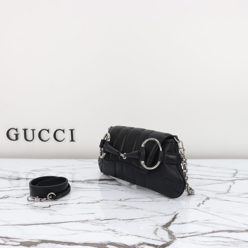 Replica Gucci Horsebit Chain Shoulder Bag Black 5 Replica Gucci Horsebit Chain Shoulder Bag Black - high-accuracy replica luxury purse