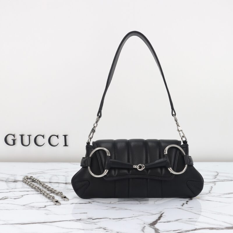 Replica Gucci Horsebit Chain Shoulder Bag Black 4 Replica Gucci Horsebit Chain Shoulder Bag Black - top-tier luxury replica shoulder bag