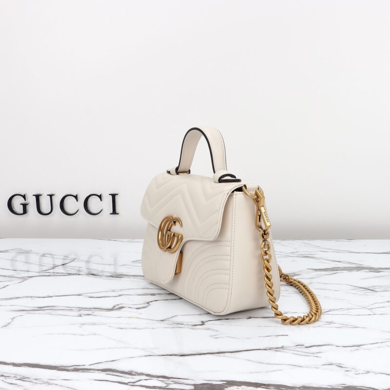 Replica Gucci GG Marmont Top Handle White 3 Replica Gucci GG Marmont Top Handle White - high-end fake designer purse