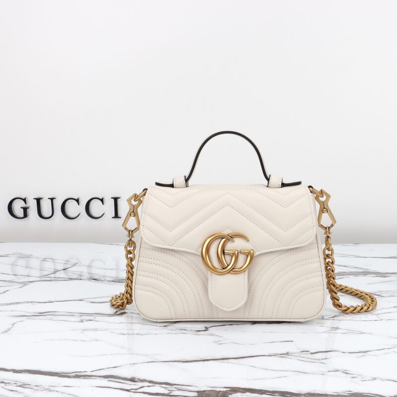 Replica Gucci GG Marmont Top Handle White 8 Replica Gucci GG Marmont Top Handle White - high-accuracy replica luxury purse