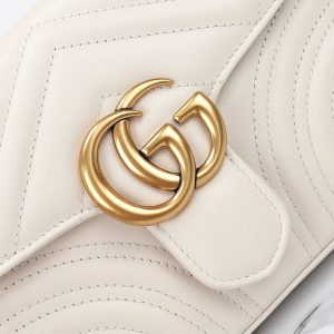 Replica Gucci GG Marmont Top Handle Beige 6 Replica Gucci GG Marmont Top Handle White - authentic-look luxury purse replica