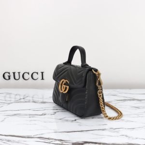 Replica Gucci GG Marmont Top Handle Black 3 Replica Gucci GG Marmont Top Handle Black - premium 1:1 fake handbag model