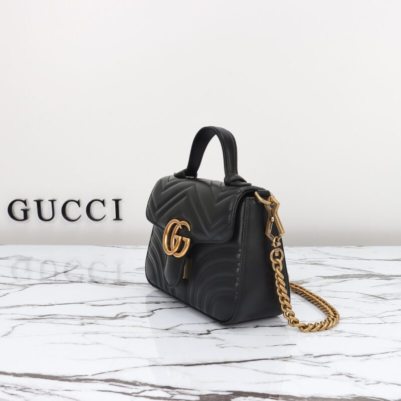 Replica Gucci GG Marmont Top Handle Black 3 Replica Gucci GG Marmont Top Handle Black - premium 1:1 fake handbag model