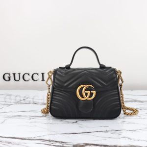 Replica Gucci GG Marmont Top Handle Black 2 Replica Gucci GG Marmont Top Handle Black - premium 1:1 fake handbag model