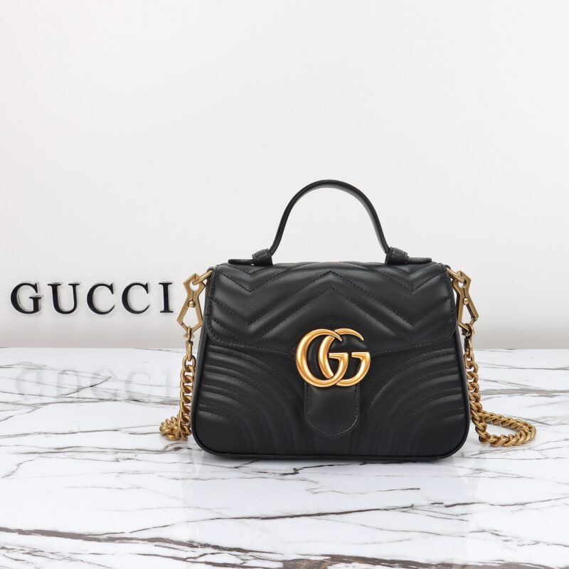 Replica Gucci GG Marmont Top Handle Black 2 Replica Gucci GG Marmont Top Handle Black - premium 1:1 fake handbag model