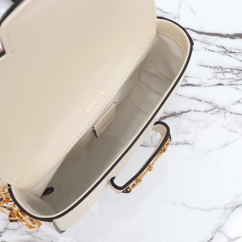 Replica Gucci Horsebit 1955 Double G Mini White - high-quality designer bag clone