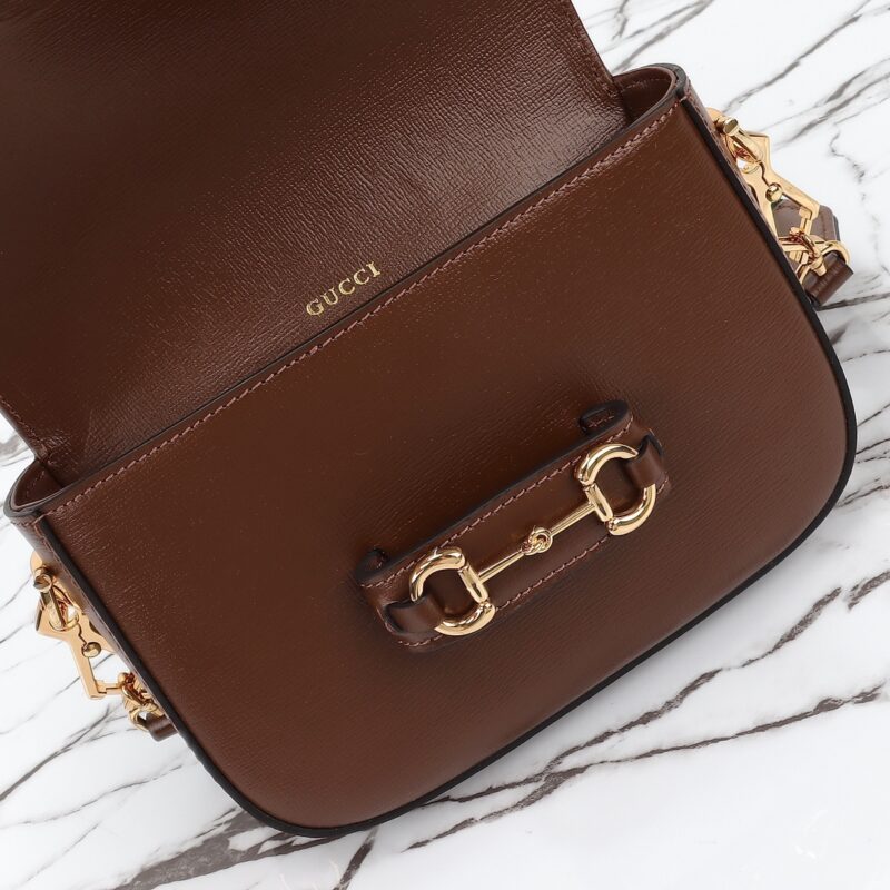 Replica Gucci Horsebit 1955 Double G Mini Brown - premium 1:1 fake handbag model